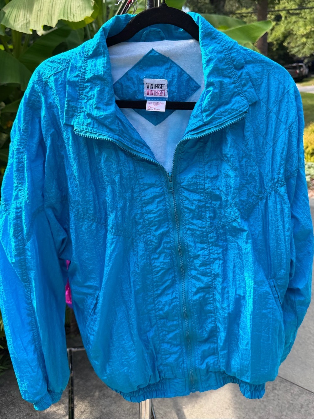 Winterset Vintage Electric Blue Zip Up Windbreaker Slouchy Bomber Women's Large